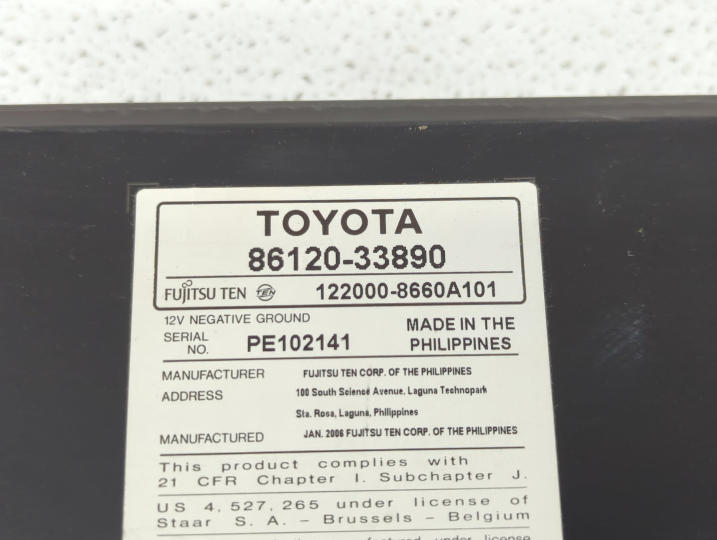 2007-2009 Toyota Camry Radio AM FM Cd Player Receiver Replacement P/N:86120-06182 86120-33890 Fits Fits 2007 2008 2009 OEM U