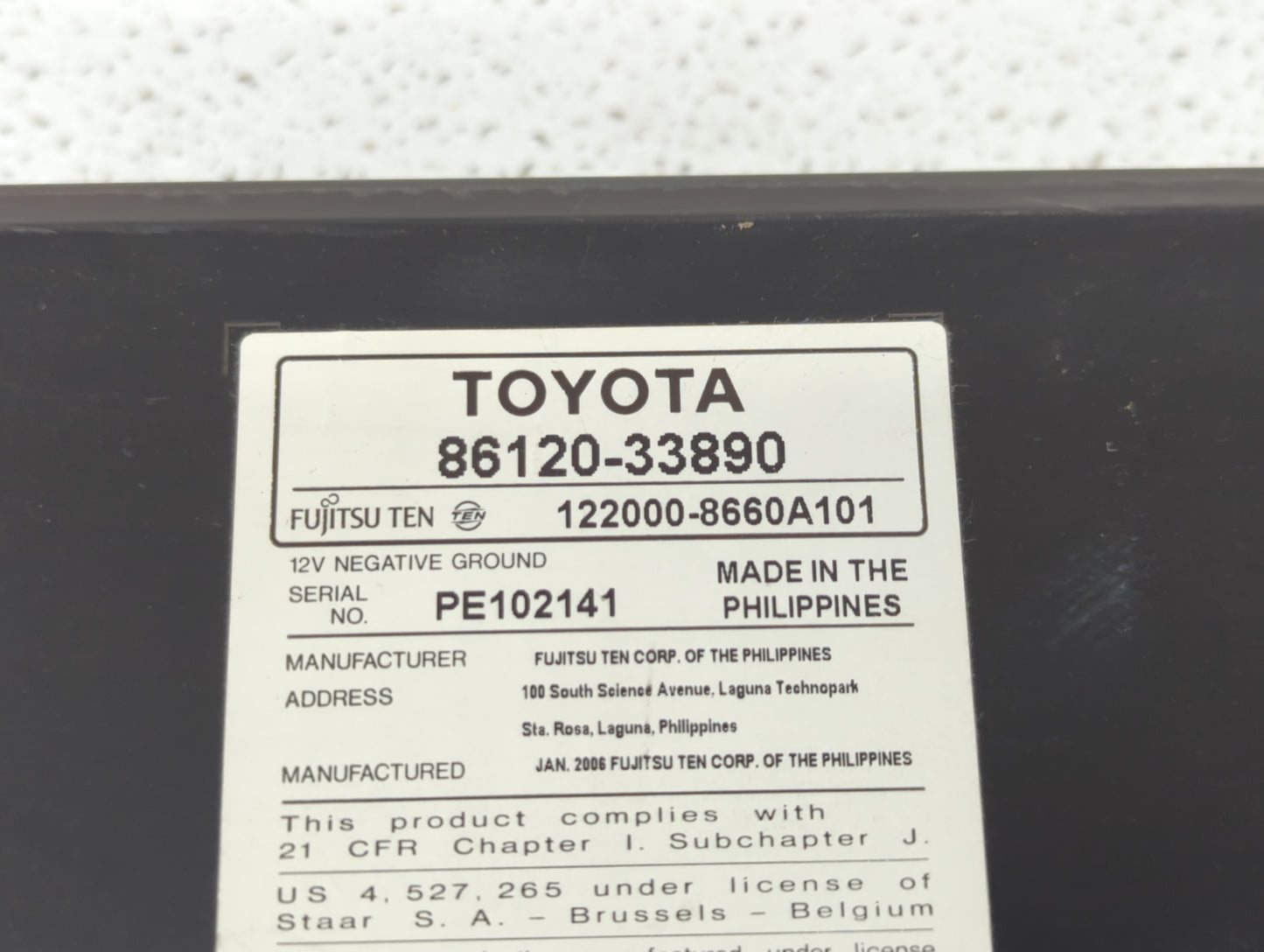 2007-2009 Toyota Camry Radio AM FM Cd Player Receiver Replacement P/N:86120-06182 86120-33890 Fits Fits 2007 2008 2009 OEM U