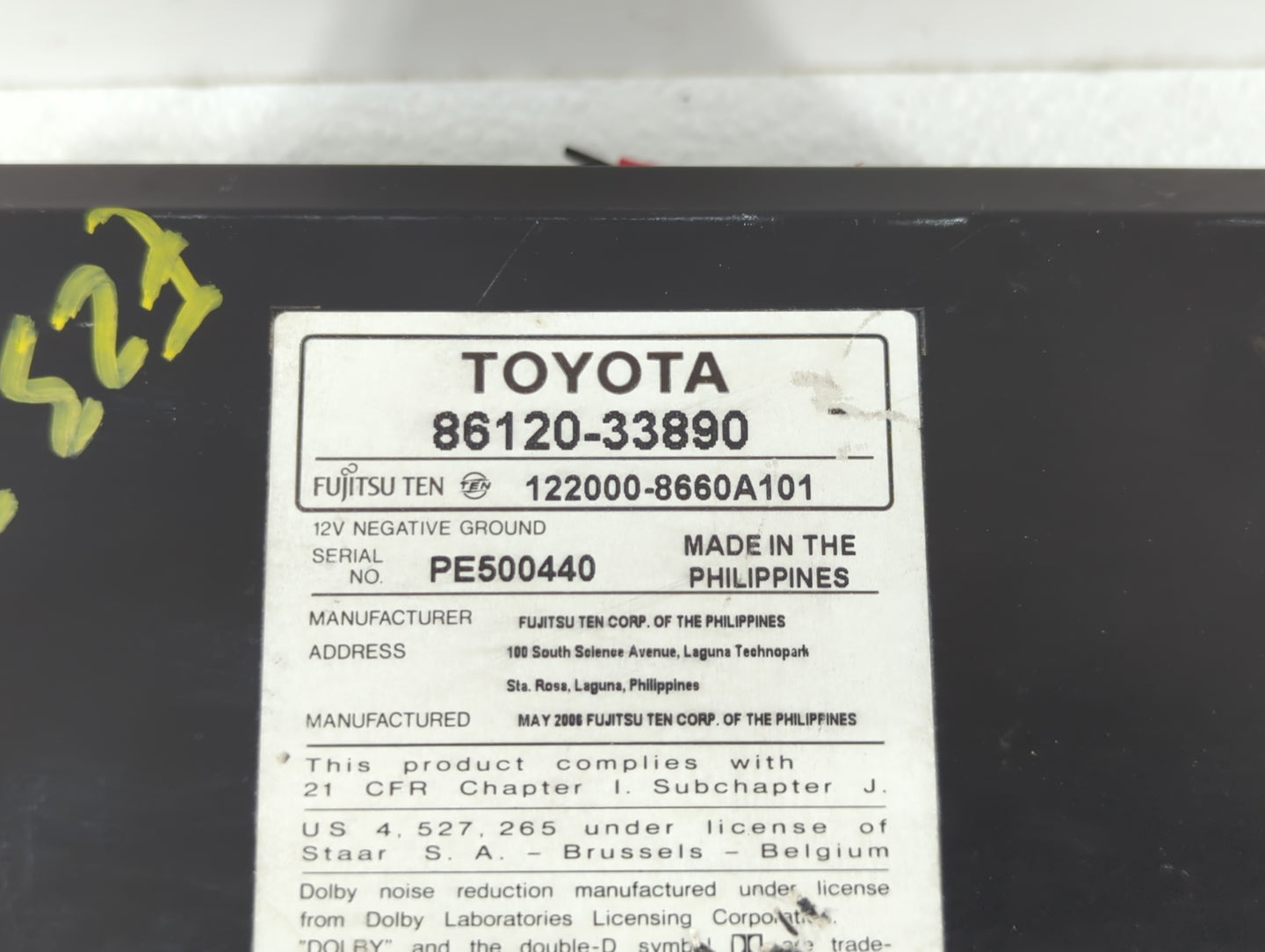 2007-2009 Toyota Camry Radio AM FM Cd Player Receiver Replacement P/N:86120-06182 86120-33890 Fits Fits 2007 2008 2009 OEM U