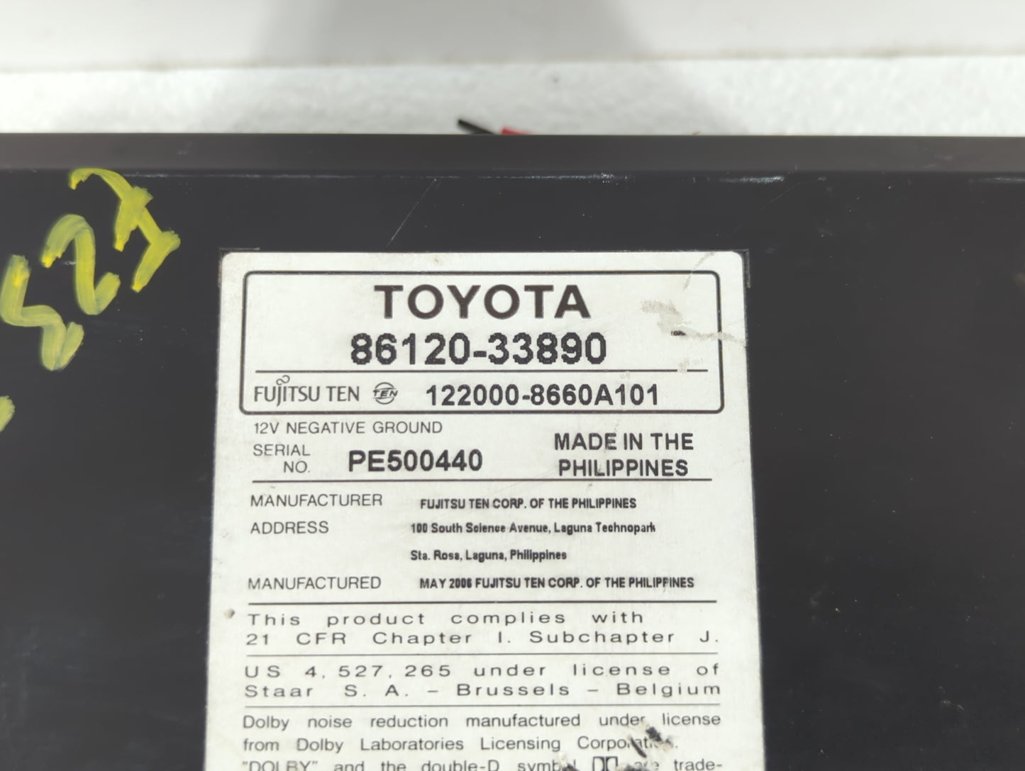 2007-2009 Toyota Camry Radio AM FM Cd Player Receiver Replacement P/N:86120-06182 86120-33890 Fits Fits 2007 2008 2009 OEM U