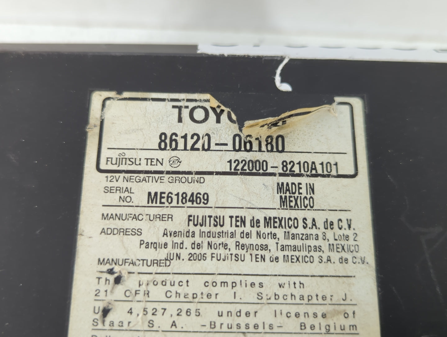 2007-2009 Toyota Camry Am Fm Cd Player Radio Receiver - Oemusedautoparts1.com