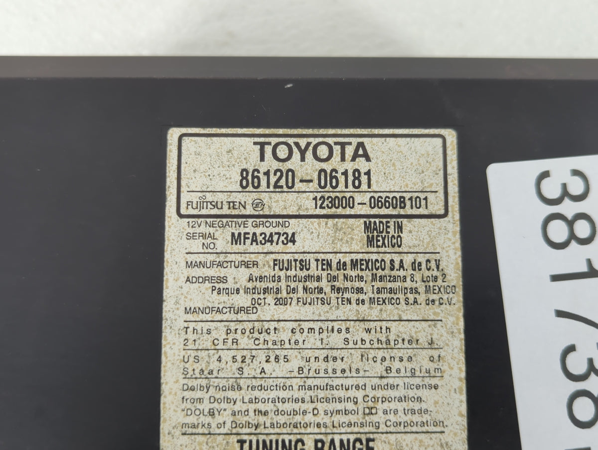 2007-2009 Toyota Camry Am Fm Cd Player Radio Receiver 381738 - Oemusedautoparts1.com