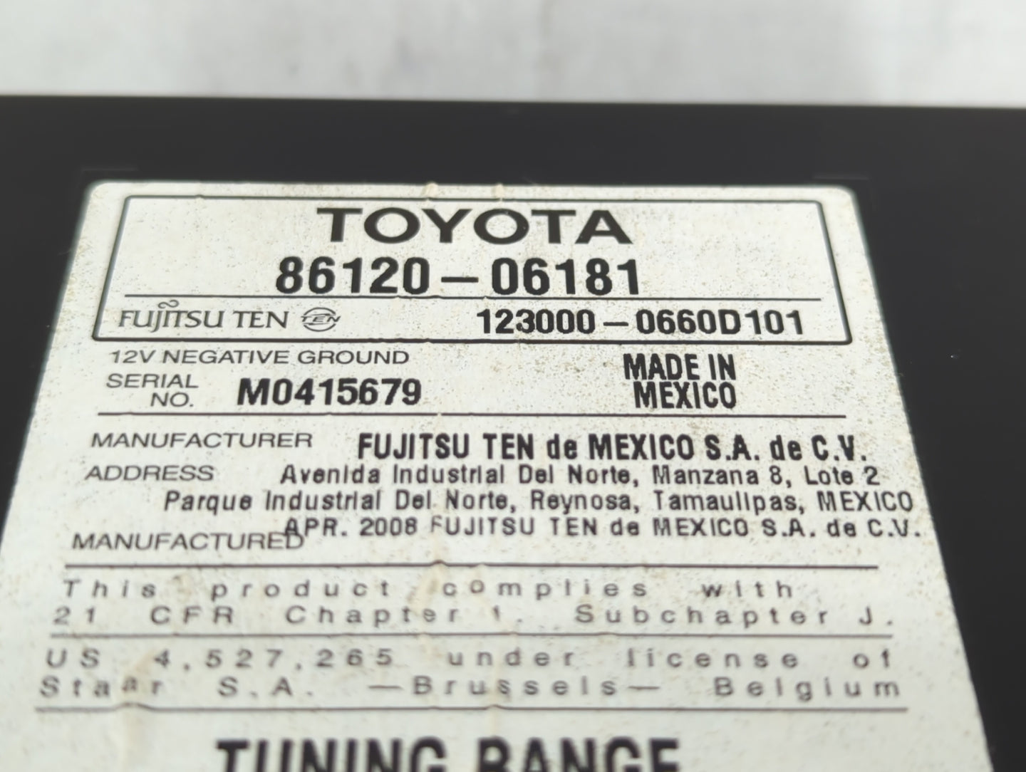 2007-2009 Toyota Camry Am Fm Cd Player Radio Receiver - Oemusedautoparts1.com