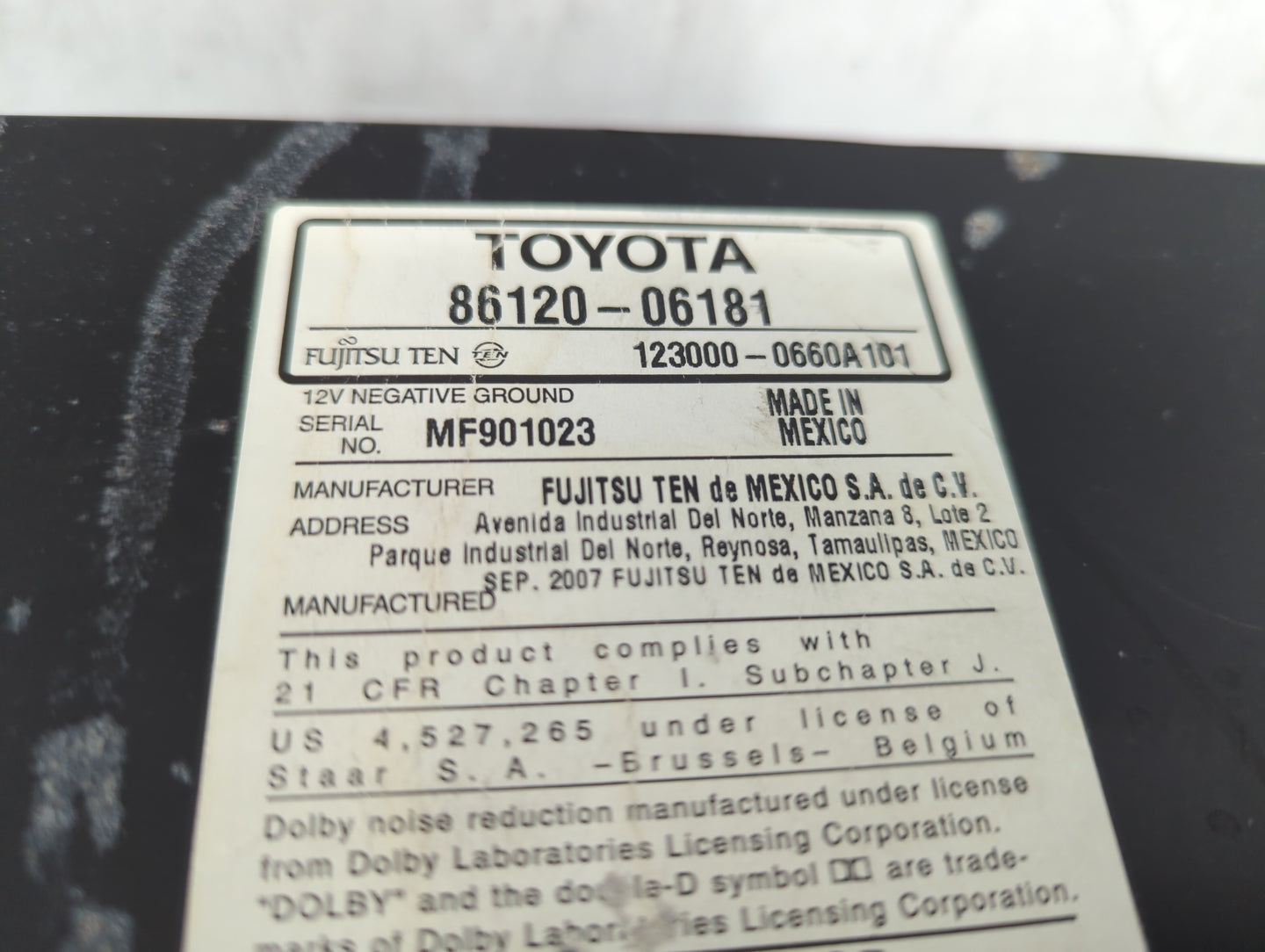 2007-2009 Toyota Camry Radio AM FM Cd Player Receiver Replacement P/N:86120-06182 86120-33890 Fits Fits 2007 2008 2009 OEM U