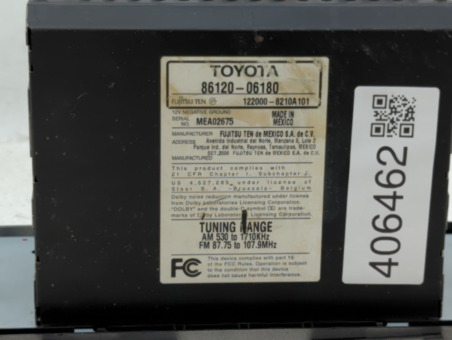 2007-2009 Toyota Camry Am Fm Cd Player Radio Receiver - Oemusedautoparts1.com