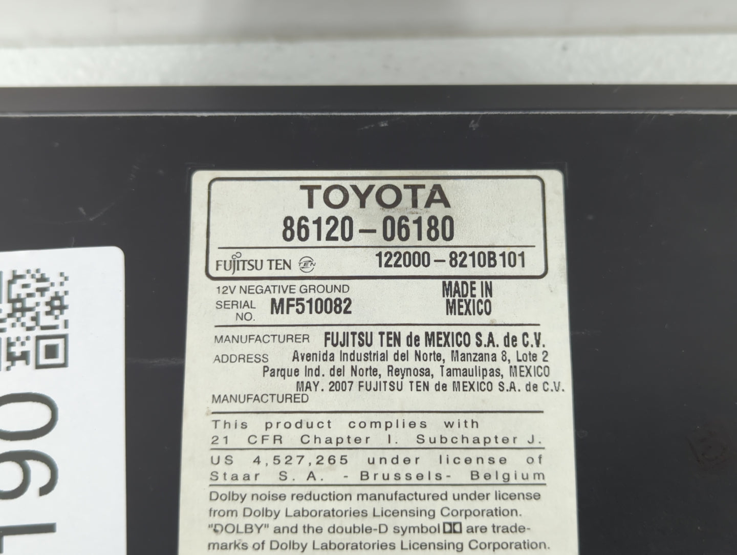 2007-2009 Toyota Camry Am Fm Cd Player Radio Receiver - Oemusedautoparts1.com