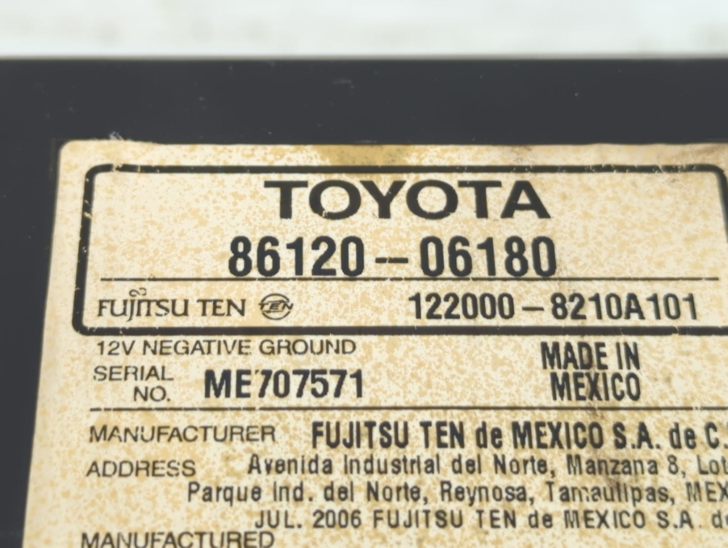 2007-2009 Toyota Camry Am Fm Cd Player Radio Receiver - Oemusedautoparts1.com