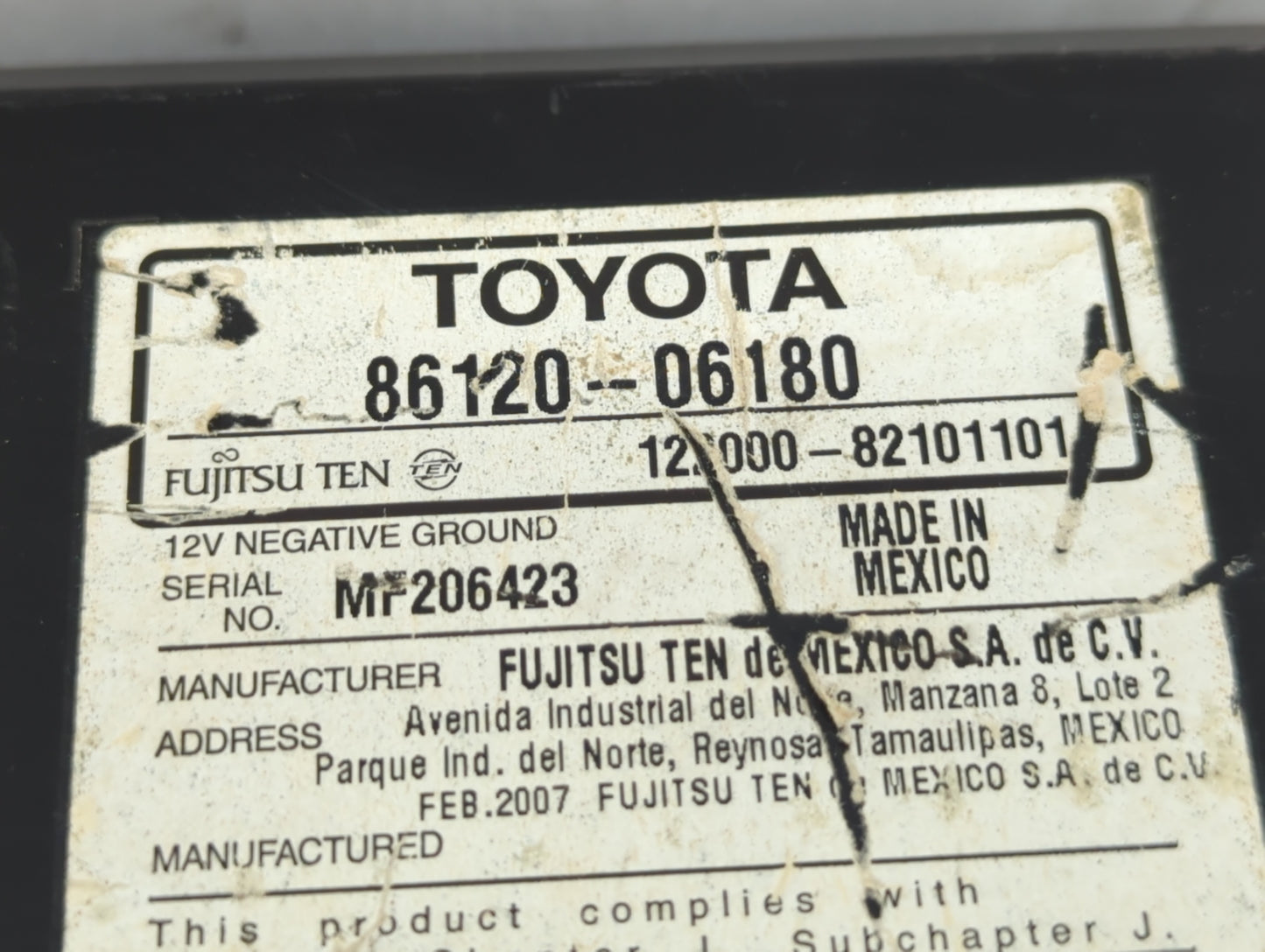 2007-2009 Toyota Camry Am Fm Cd Player Radio Receiver - Oemusedautoparts1.com