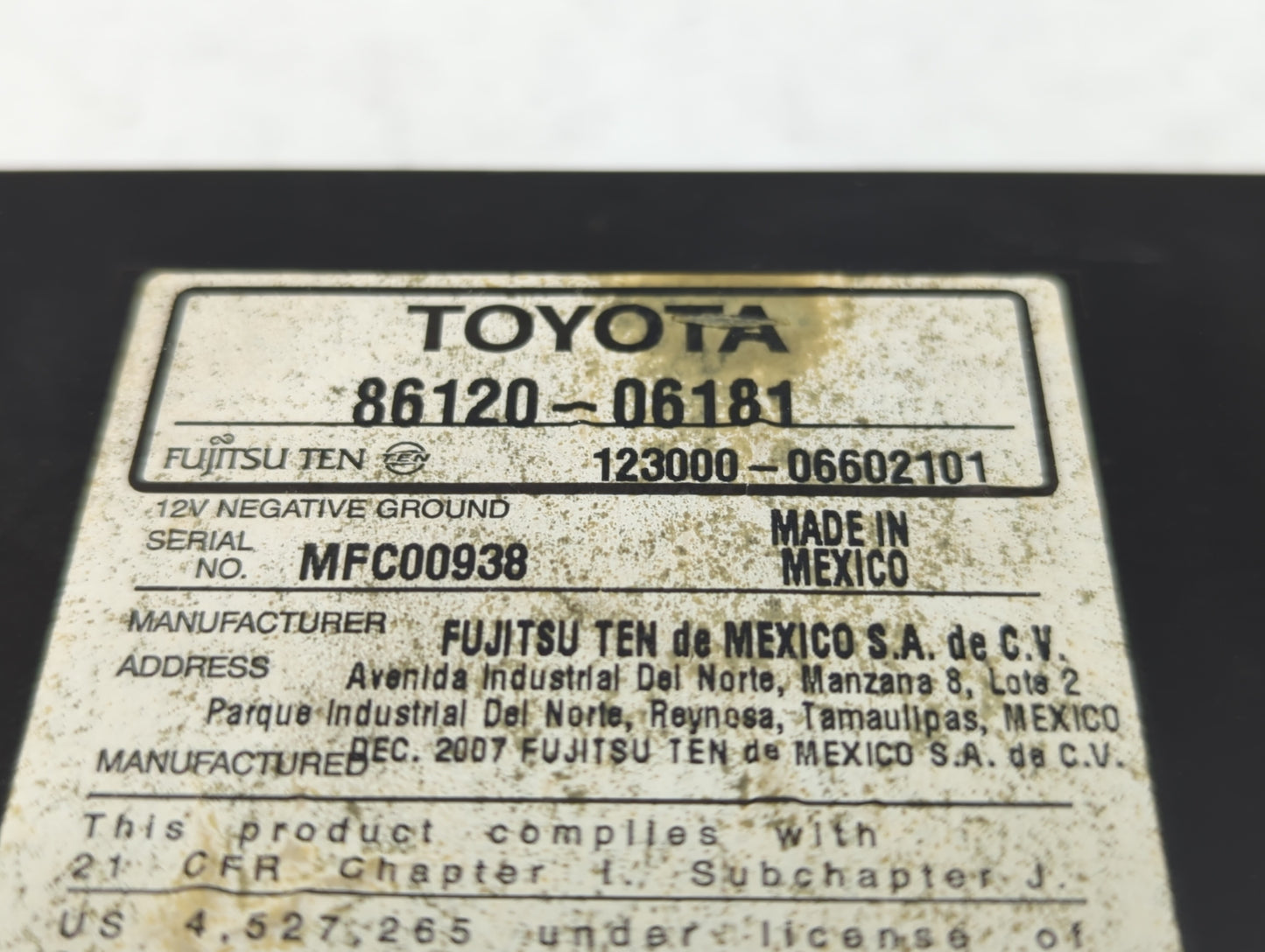 2007-2009 Toyota Camry Radio AM FM Cd Player Receiver Replacement P/N:86120-06181 86120-06182 Fits Fits 2007 2008 2009 OEM U