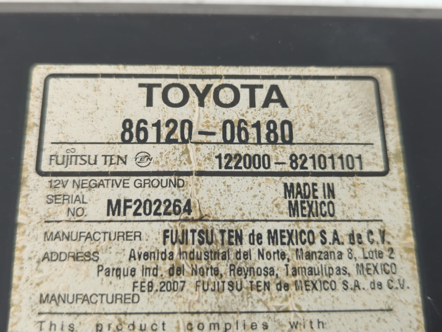 2007-2009 Toyota Camry Radio AM FM Cd Player Receiver Replacement P/N:86120-06181 86120-06182 Fits Fits 2007 2008 2009 OEM U