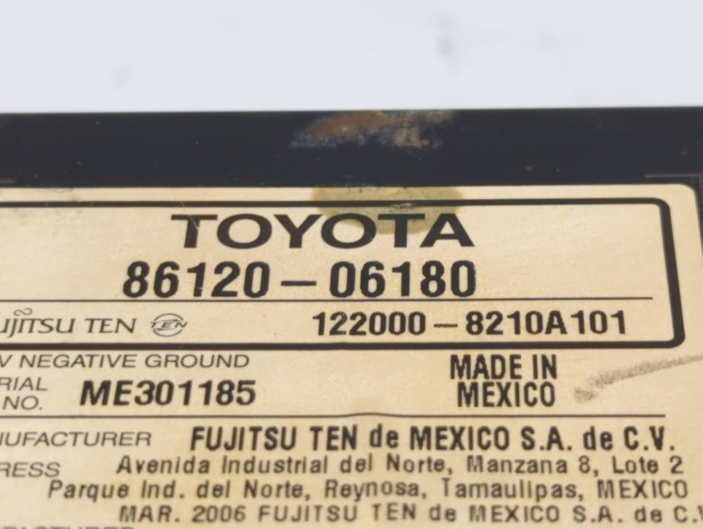 2007-2009 Toyota Camry Radio AM FM Cd Player Receiver Replacement P/N:86120-06180 Fits Fits 2007 2008 2009 OEM Used Auto Par