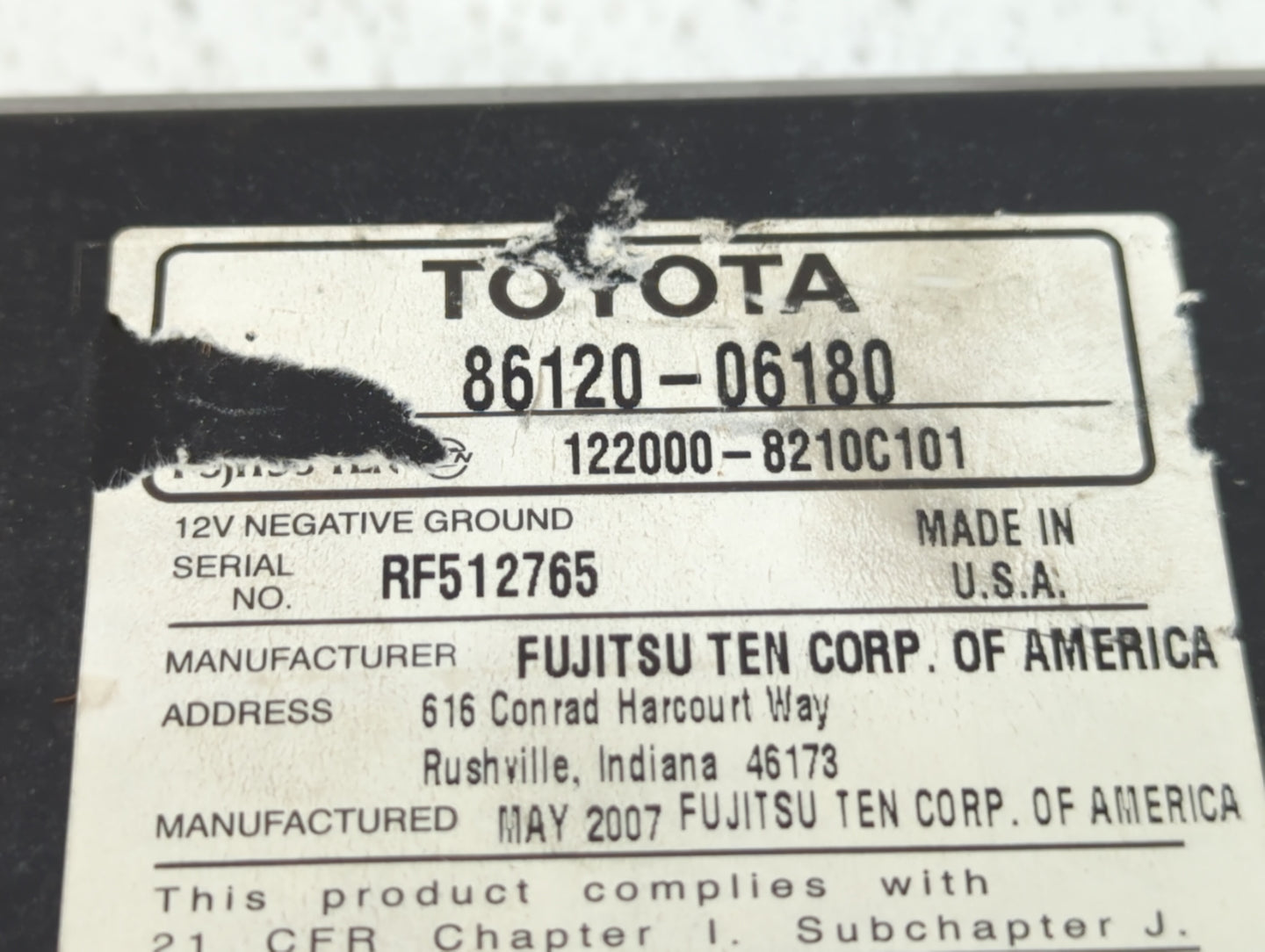 2007-2009 Toyota Camry Am Fm Cd Player Radio Receiver - Oemusedautoparts1.com