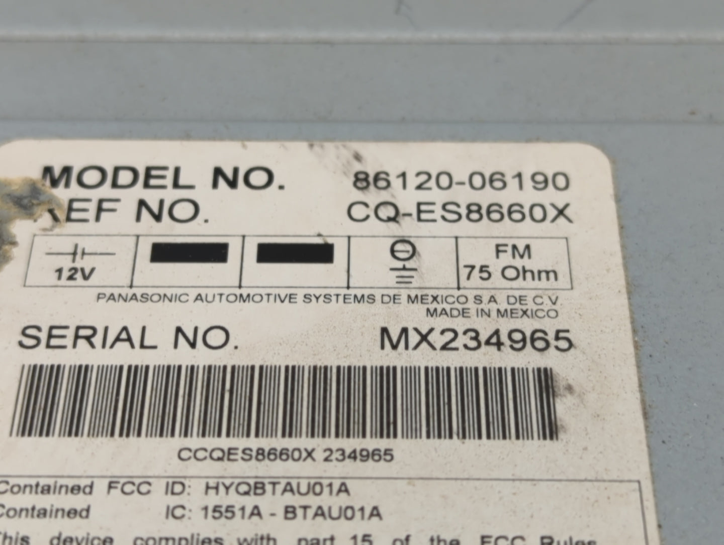 2007-2009 Toyota Camry Radio AM FM Cd Player Receiver Replacement P/N:86120-06190 86120-06191 Fits Fits 2007 2008 2009 OEM U