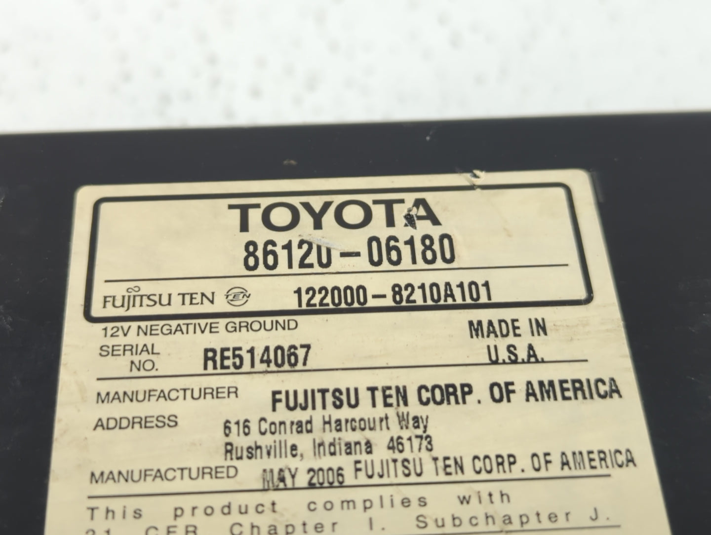 2007-2009 Toyota Camry Radio AM FM Cd Player Receiver Replacement P/N:86120-06180 Fits Fits 2007 2008 2009 OEM Used Auto Par