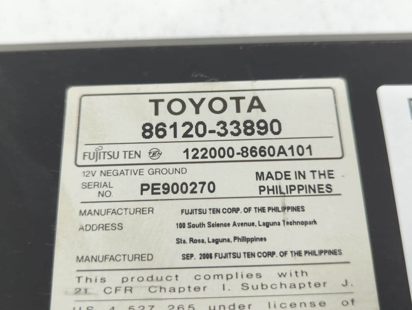 2007-2009 Toyota Camry Am Fm Cd Player Radio Receiver - Oemusedautoparts1.com