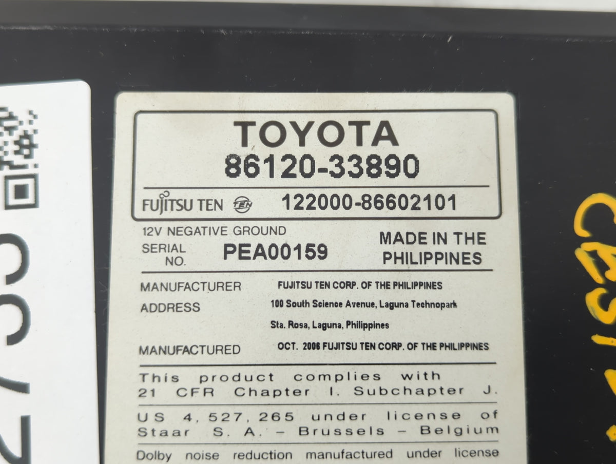 2007-2009 Toyota Camry Am Fm Cd Player Radio Receiver 582733 - Oemusedautoparts1.com