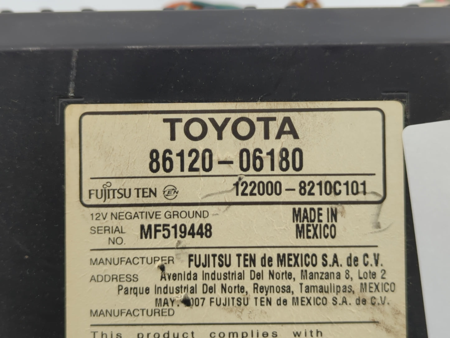 2007-2009 Toyota Camry Radio AM FM Cd Player Receiver Replacement P/N:86120-06180 Fits Fits 2007 2008 2009 OEM Used Auto Par
