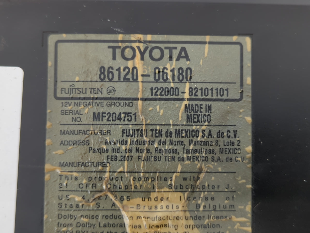 2007-2009 Toyota Camry Am Fm Cd Player Radio Receiver 590098 - Oemusedautoparts1.com