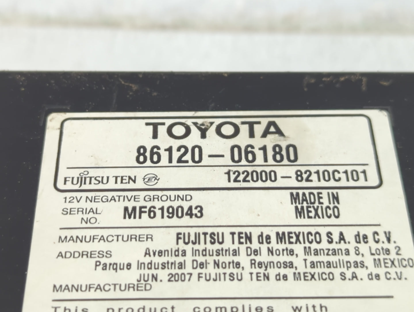 2007-2009 Toyota Camry Am Fm Cd Player Radio Receiver - Oemusedautoparts1.com