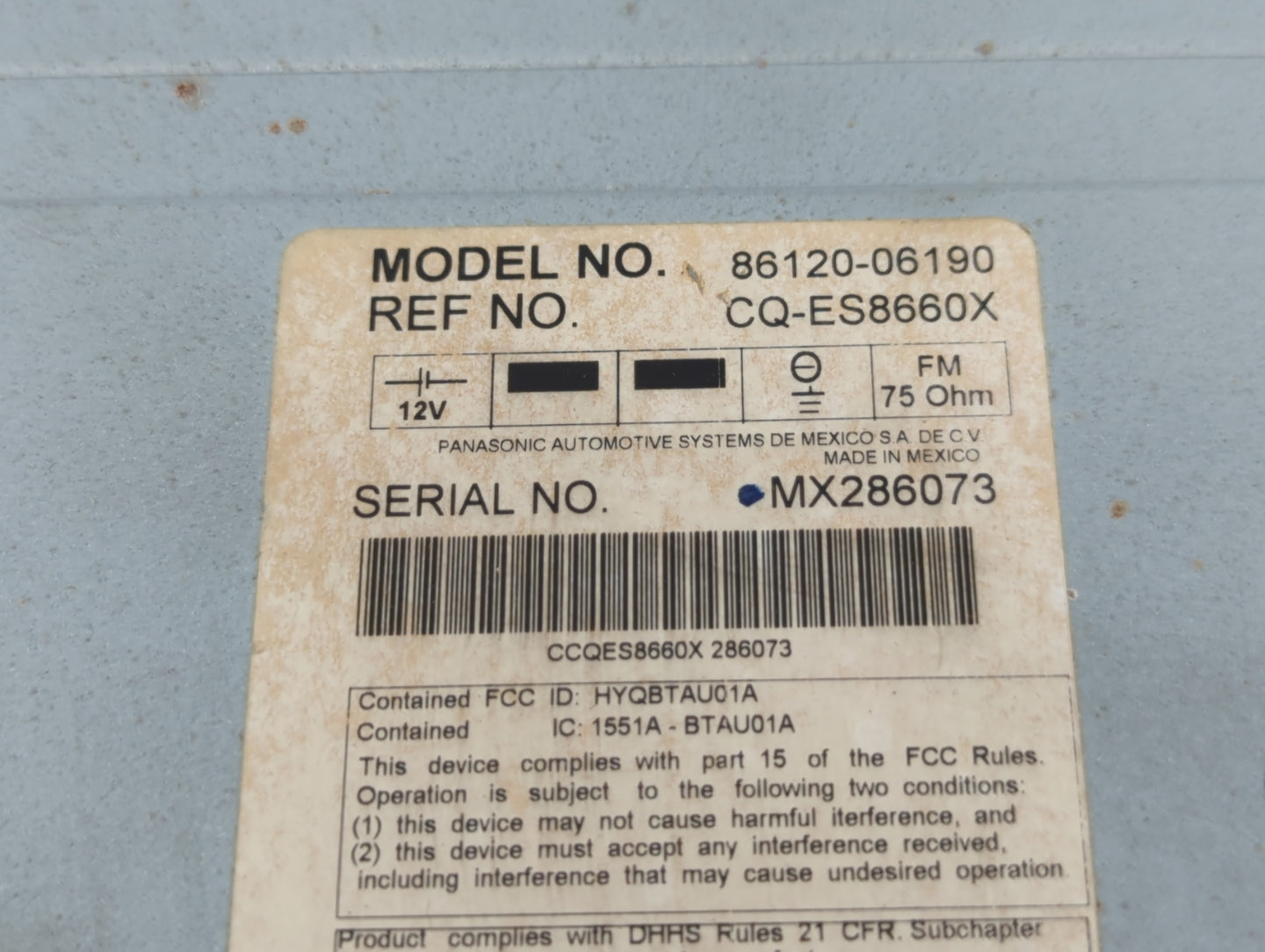 2007-2009 Toyota Camry Am Fm Cd Player Radio Receiver - Oemusedautoparts1.com