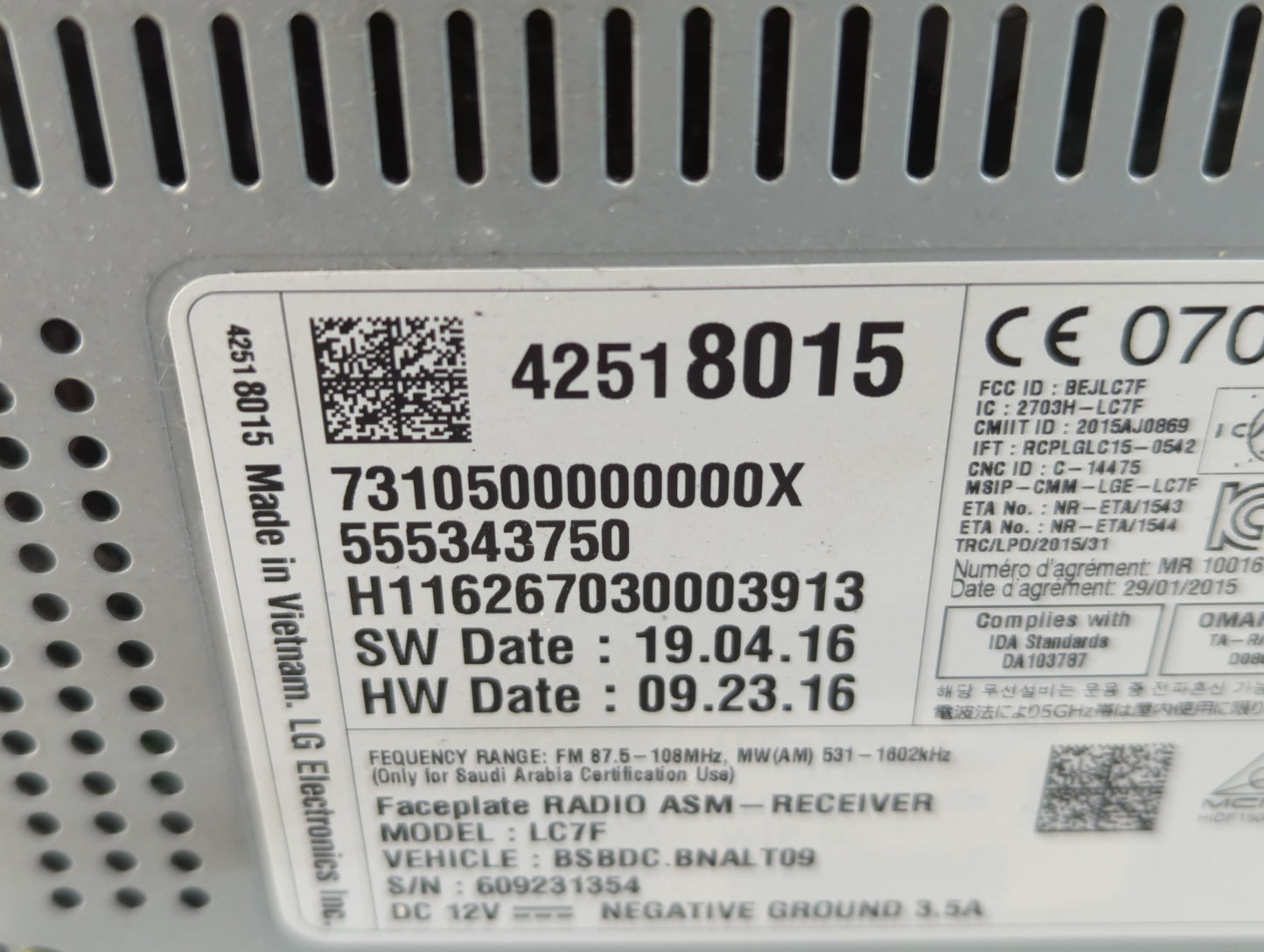 2007 Toyota Camry Radio AM FM Cd Player Receiver Replacement P/N:42518015 Fits OEM Used Auto Parts - Oemusedautoparts1.com