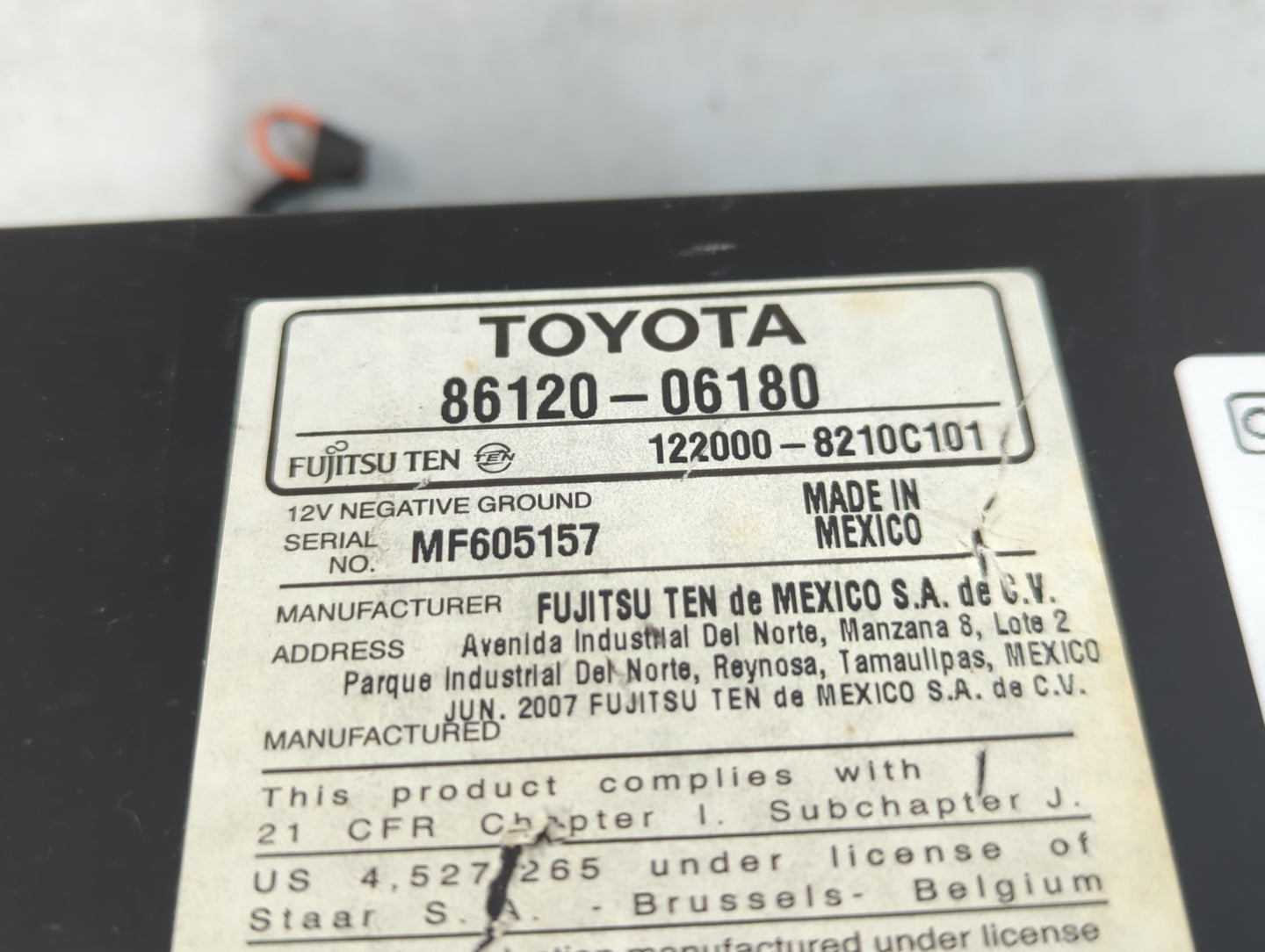 2007-2009 Toyota Camry Radio AM FM Cd Player Receiver Replacement P/N:86120-06180 Fits Fits 2007 2008 2009 OEM Used Auto Par