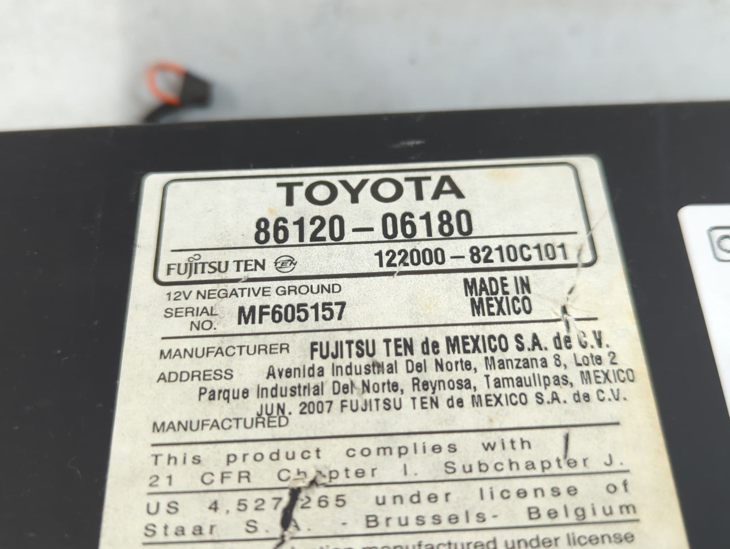 2007-2009 Toyota Camry Radio AM FM Cd Player Receiver Replacement P/N:86120-06180 Fits Fits 2007 2008 2009 OEM Used Auto Par
