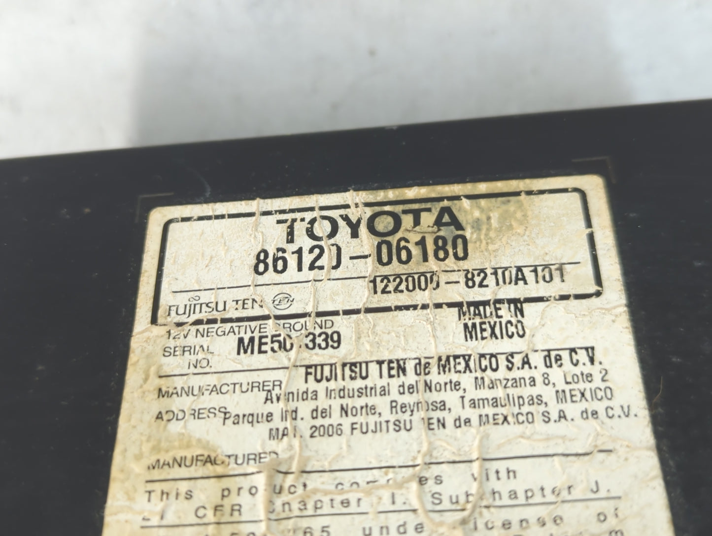 2007-2009 Toyota Camry Radio AM FM Cd Player Receiver Replacement P/N:86120-06180 Fits Fits 2007 2008 2009 OEM Used Auto Par
