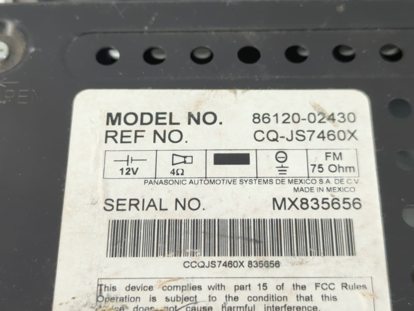 2004-2008 Toyota Corolla Radio AM FM Cd Player Receiver Replacement P/N:86120-02430 Fits Fits 2004 2005 2006 2007 2008 OEM U