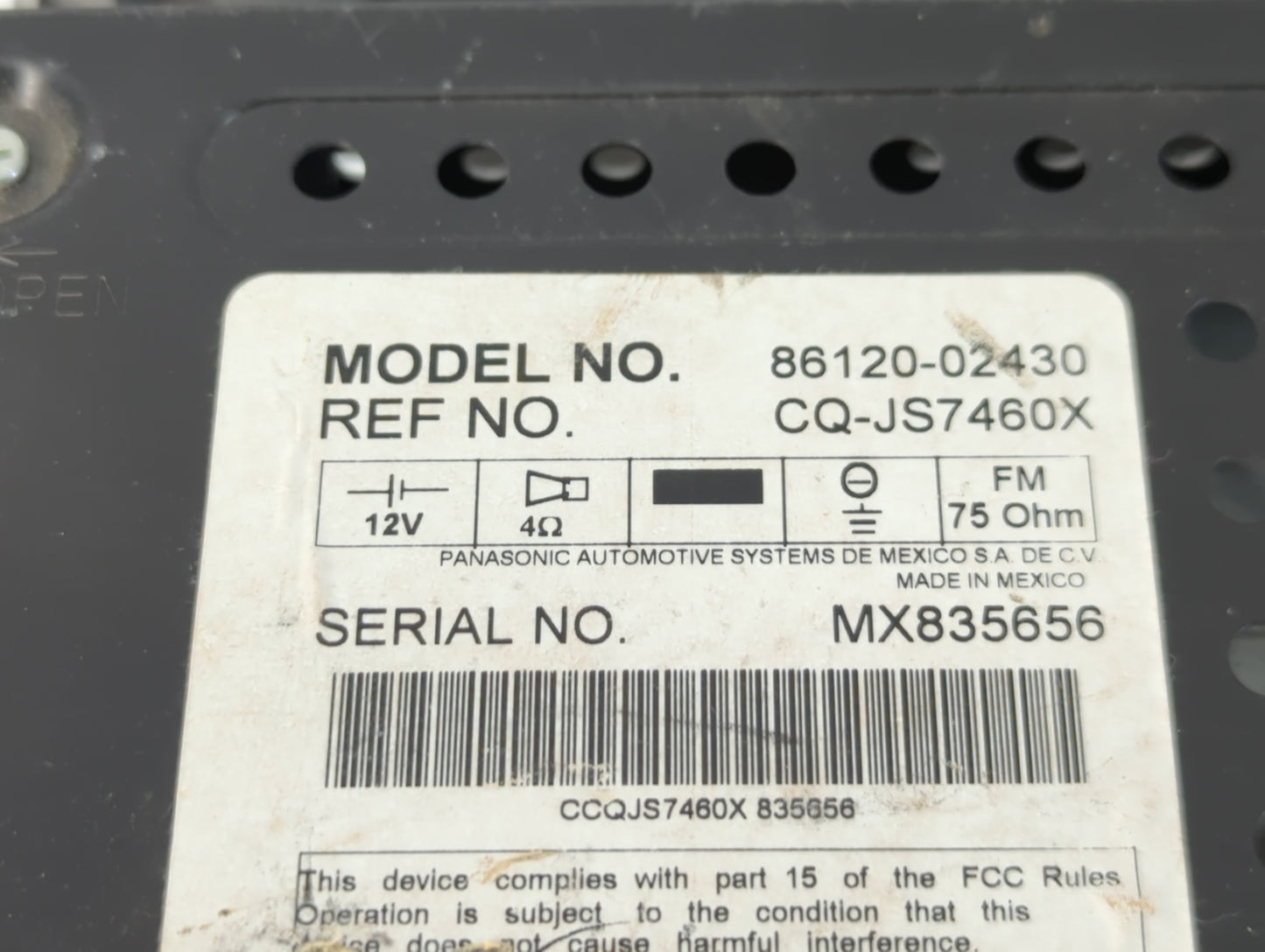 2004-2008 Toyota Corolla Radio AM FM Cd Player Receiver Replacement P/N:86120-02430 Fits Fits 2004 2005 2006 2007 2008 OEM U
