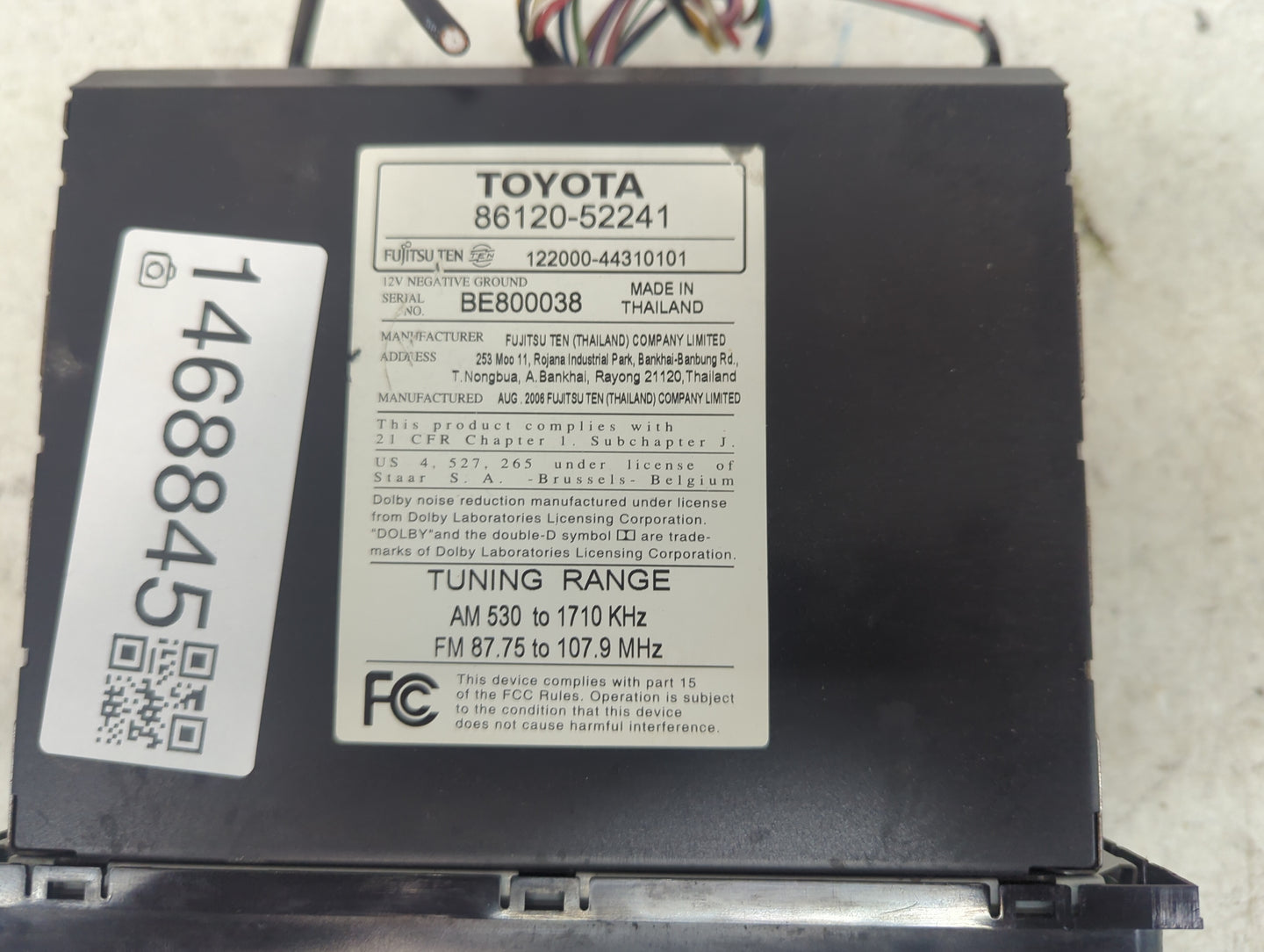 2004-2007 Toyota Highlander Radio AM FM Cd Player Receiver Replacement P/N:86120-52241 122000-44310101 Fits OEM Used Auto Pa