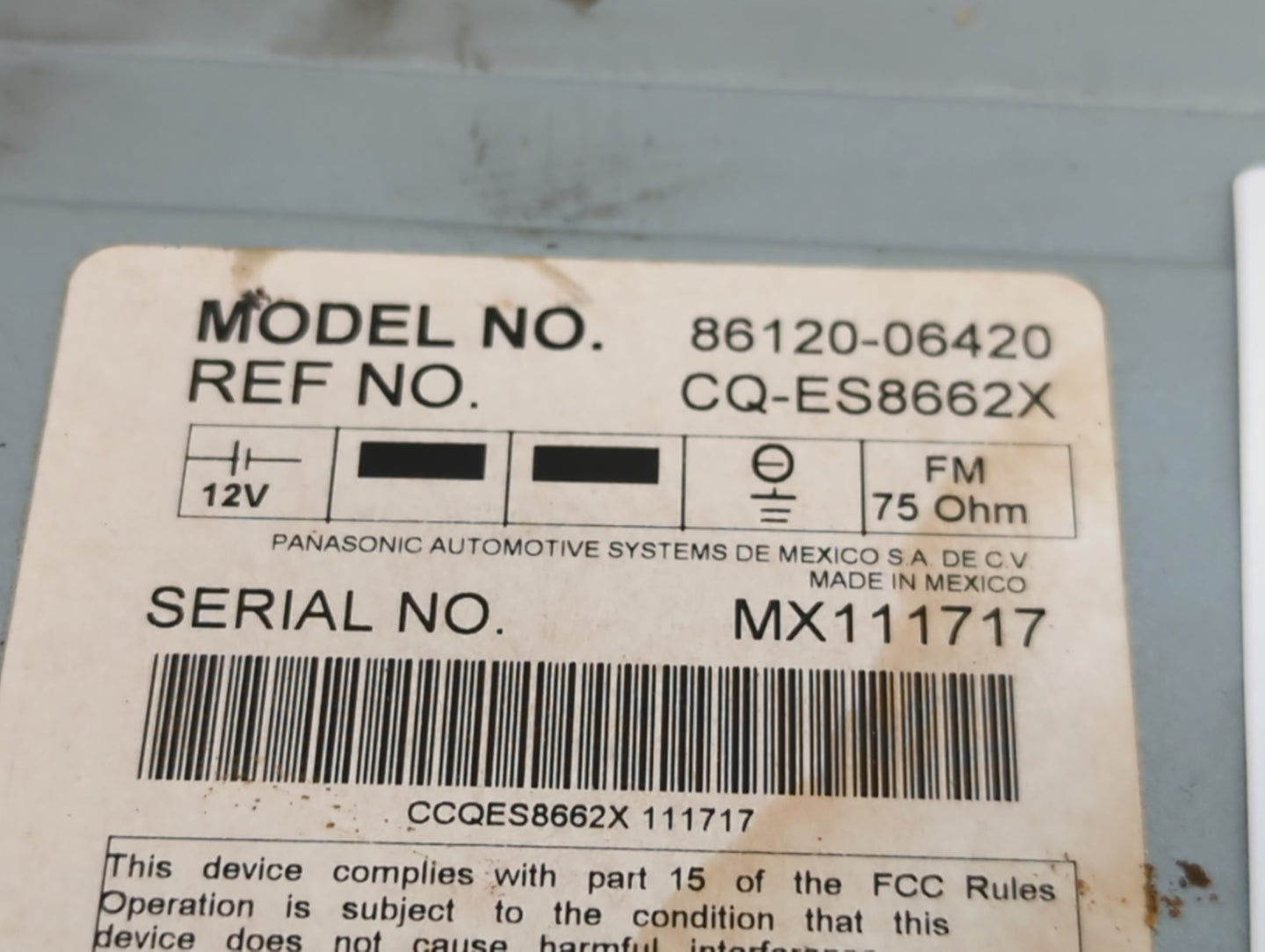 2007-2008 Toyota Solara Radio AM FM Cd Player Receiver Replacement P/N:86120-06420 Fits Fits 2007 2008 OEM Used Auto Parts -