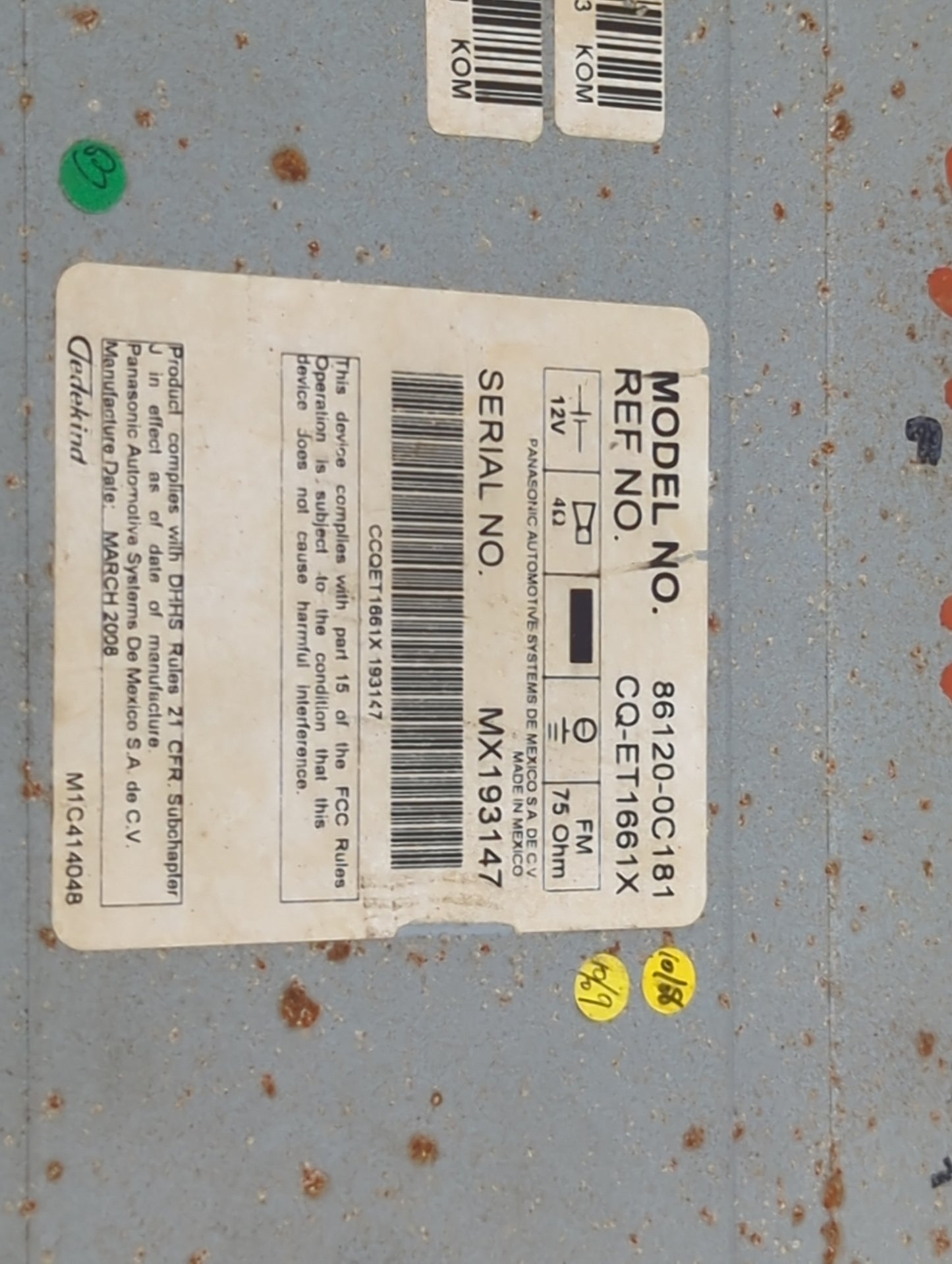2007-2012 Toyota Tundra Radio AM FM Cd Player Receiver Replacement P/N:86120-0C181 CQ-ET1661X Fits OEM Used Auto Parts - Oem