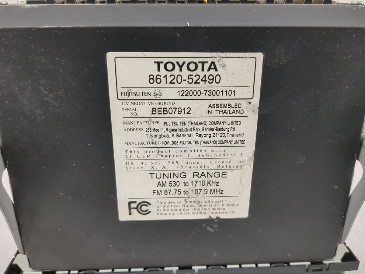 2006-2008 Toyota Yaris Radio AM FM Cd Player Receiver Replacement P/N:86120-52490 Fits Fits 2006 2007 2008 OEM Used Auto Par