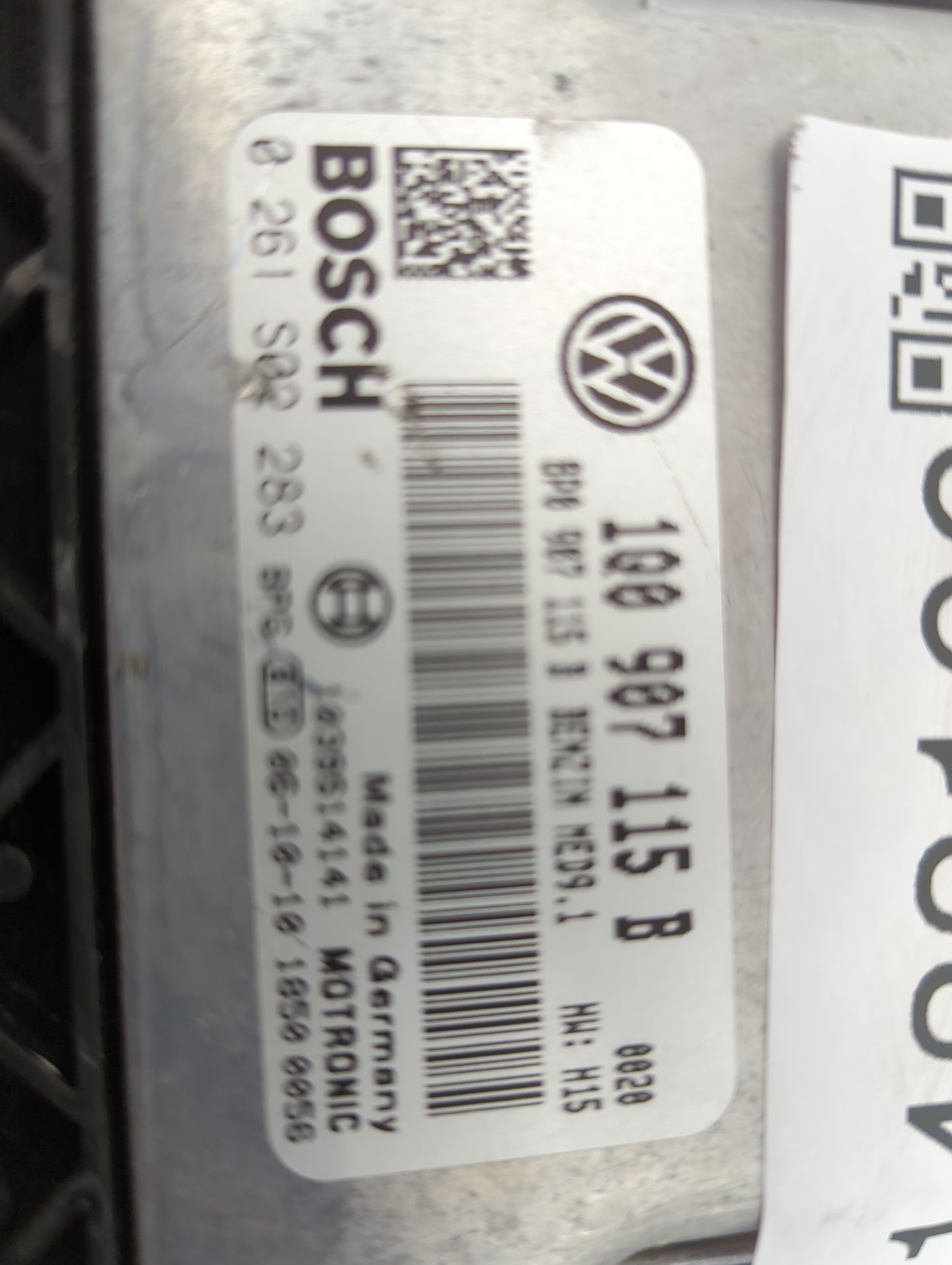 2007 Volkswagen Eos PCM Engine Control Computer ECU ECM PCU OEM P/N:1Q0907115B 0261S02283 Fits OEM Used Auto Parts - Oemused