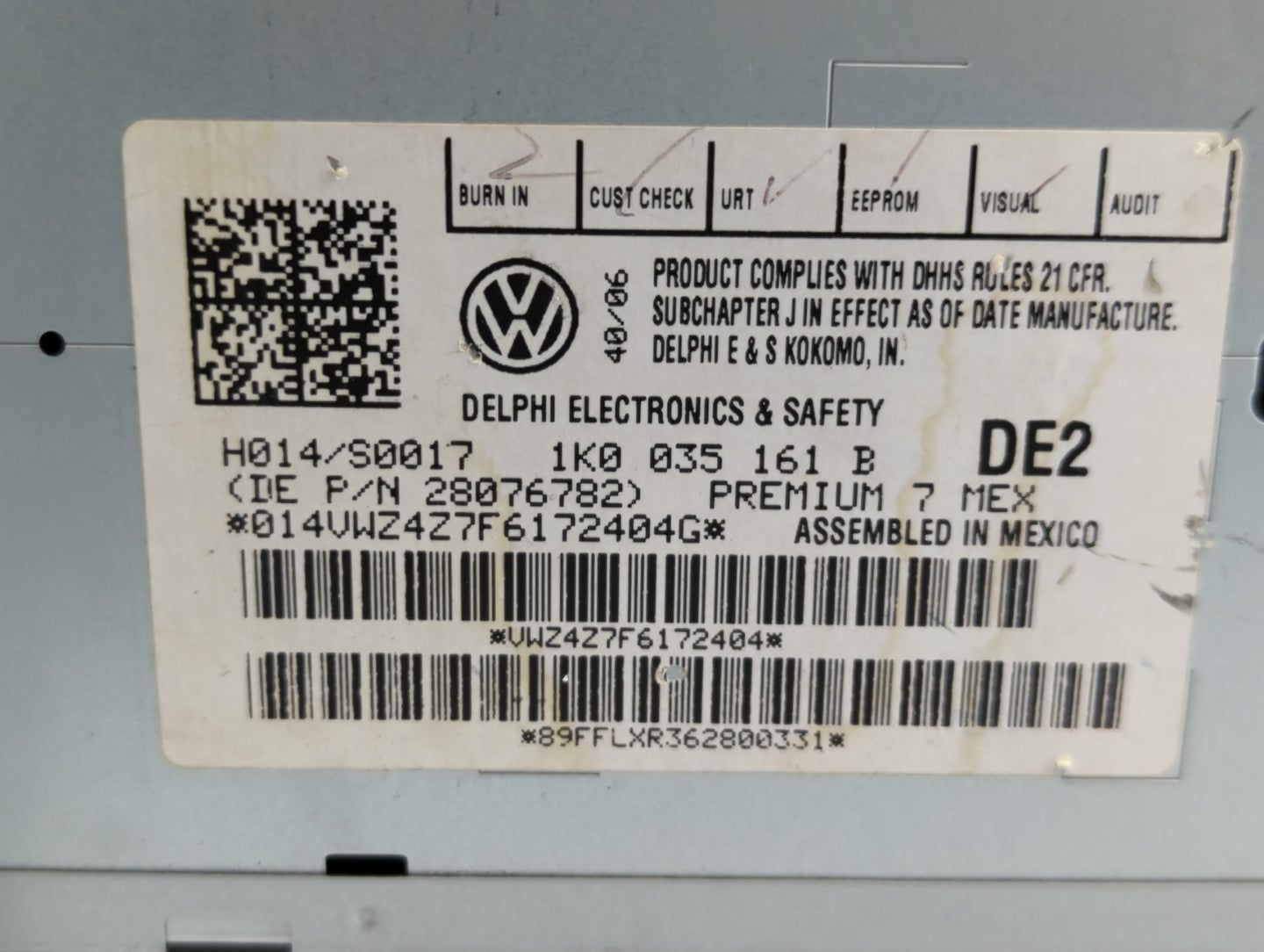 2006-2010 Volkswagen Passat Radio AM FM Cd Player Receiver Replacement P/N:1K0 035 161 B Fits Fits 2005 2006 2007 2008 2009 