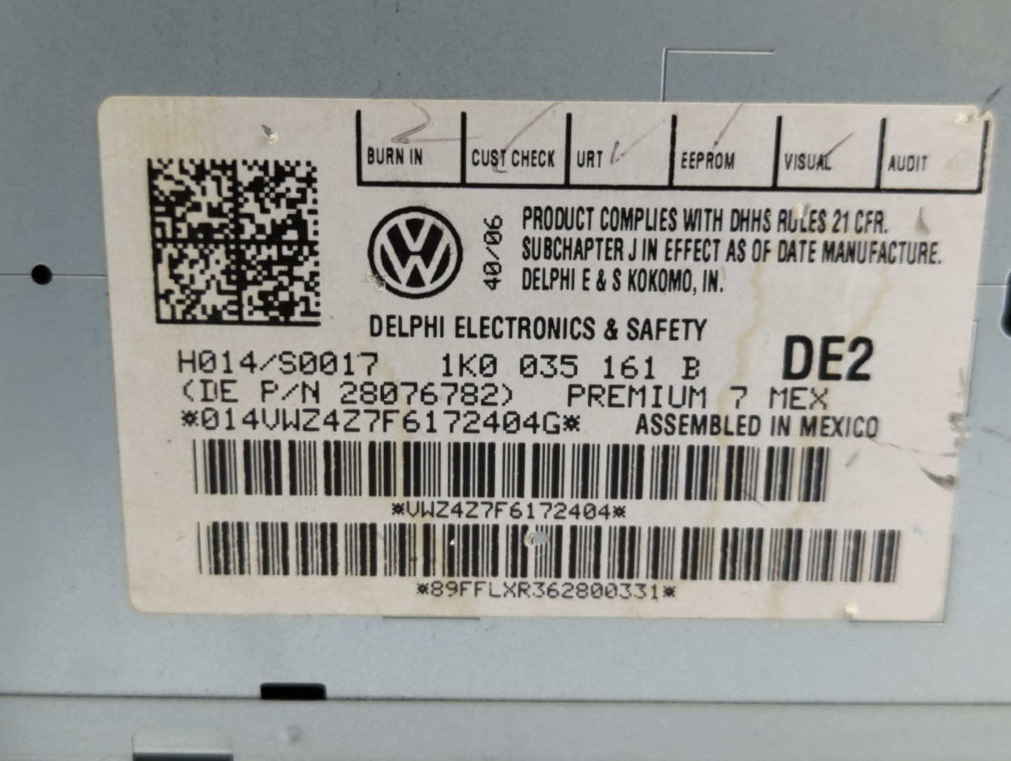 2006-2010 Volkswagen Passat Radio AM FM Cd Player Receiver Replacement P/N:1K0 035 161 B Fits Fits 2005 2006 2007 2008 2009 