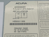 2007-2009 Acura Mdx Radio AM FM Cd Player Receiver Replacement P/N:39101-STX-A420-M1 HF937AB Fits Fits 2007 2008 2009 OEM Us