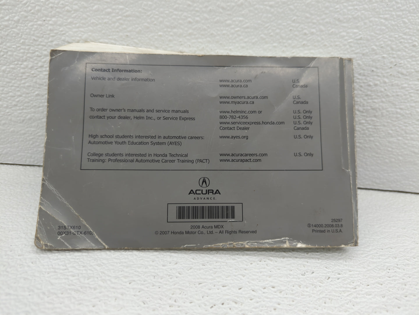 2008 Acura Mdx Owners Manual Book Guide OEM Used Auto Parts - Oemusedautoparts1.com