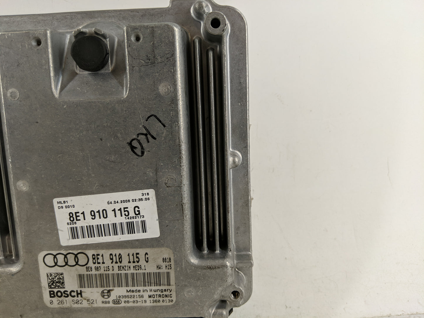 2008-2009 Audi A4 PCM Engine Control Computer ECU ECM PCU OEM P/N:8E1 910 115 G Fits Fits 2008 2009 OEM Used Auto Parts - Oe