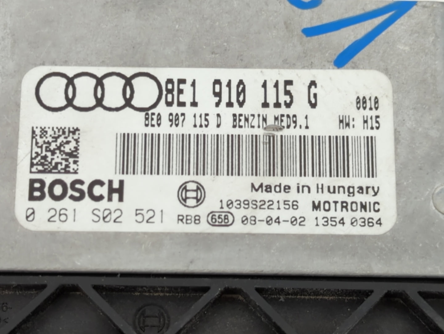 2008-2009 Audi A4 PCM Engine Control Computer ECU ECM PCU OEM P/N:8E1 910 115 G Fits Fits 2008 2009 OEM Used Auto Parts - Oe