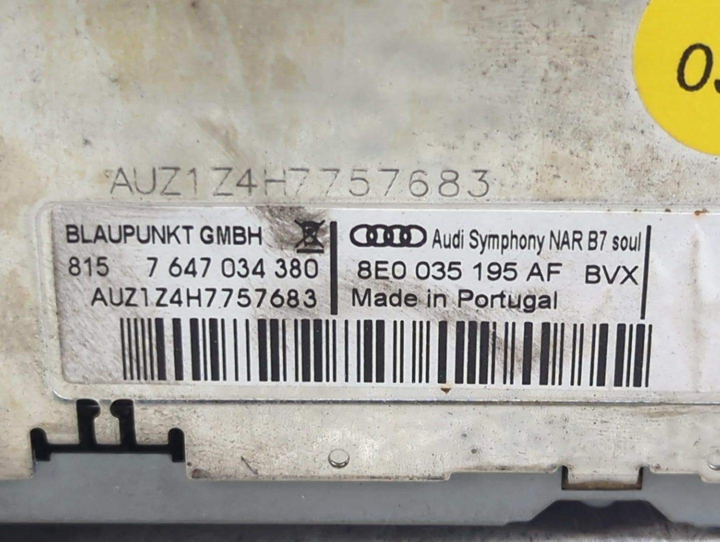 2008 Audi A4 Radio AM FM Cd Player Receiver Replacement P/N:8E0035195AF 7647034380 Fits OEM Used Auto Parts - Oemusedautopar