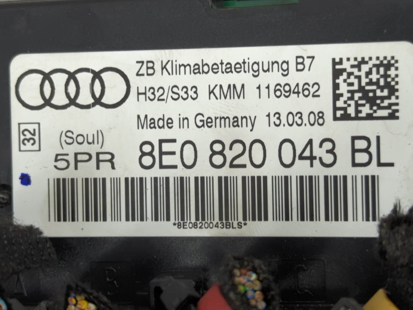 2005-2009 Audi A4 Climate Control Module Temperature AC/Heater Replacement P/N:8E0820043BL 8E0820043BLS Fits OEM Used Auto P