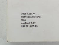 2008 Audi A4 Owners Manual Book Guide P/N:2815618EC23 OEM Used Auto Parts - Oemusedautoparts1.com