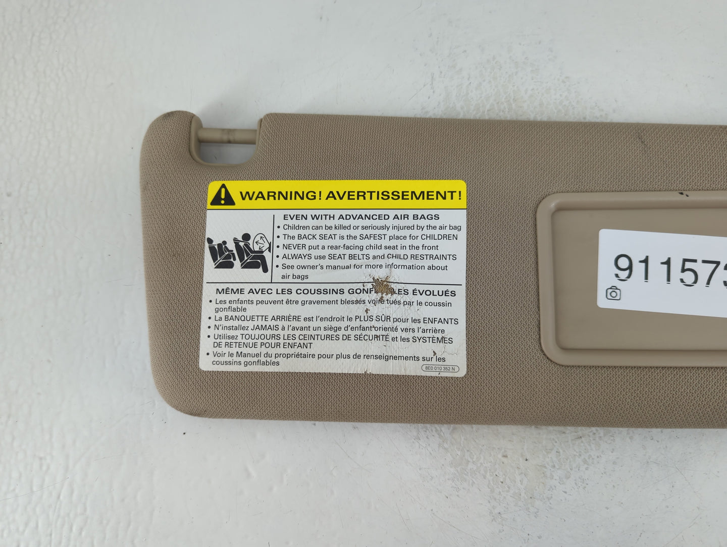 2005-2018 Audi A6 Sun Visor Shade Replacement Passenger Right Mirror Fits OEM Used Auto Parts - Oemusedautoparts1.com