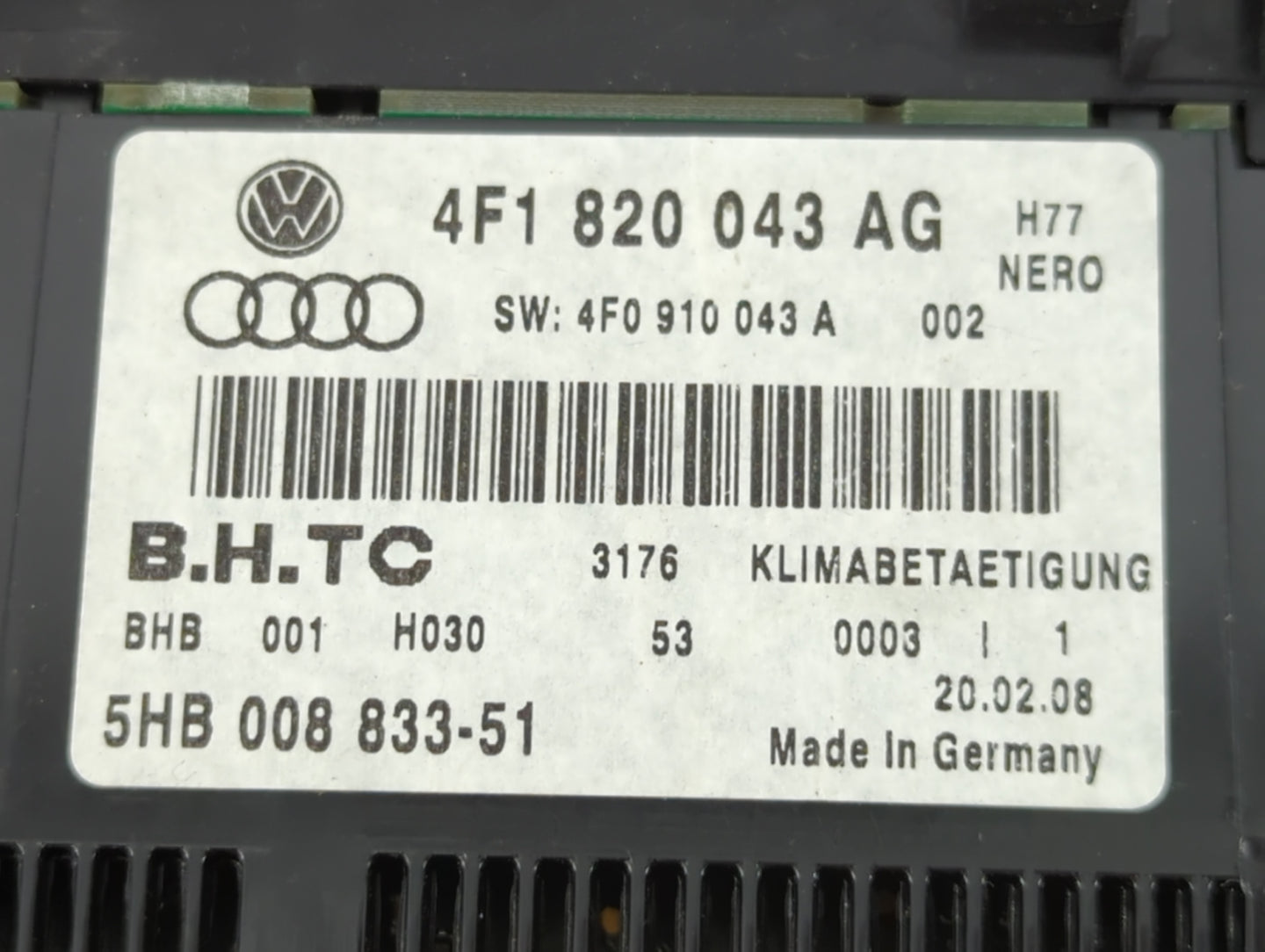 2005-2011 Audi A6 Climate Control Module Temperature AC/Heater Replacement P/N:4F1 820 043 AG 5HB 008 833-51 Fits OEM Used A