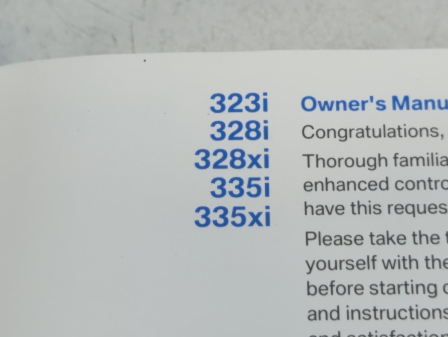 2008 Bmw 323i Owners Manual Book Guide OEM Used Auto Parts - Oemusedautoparts1.com