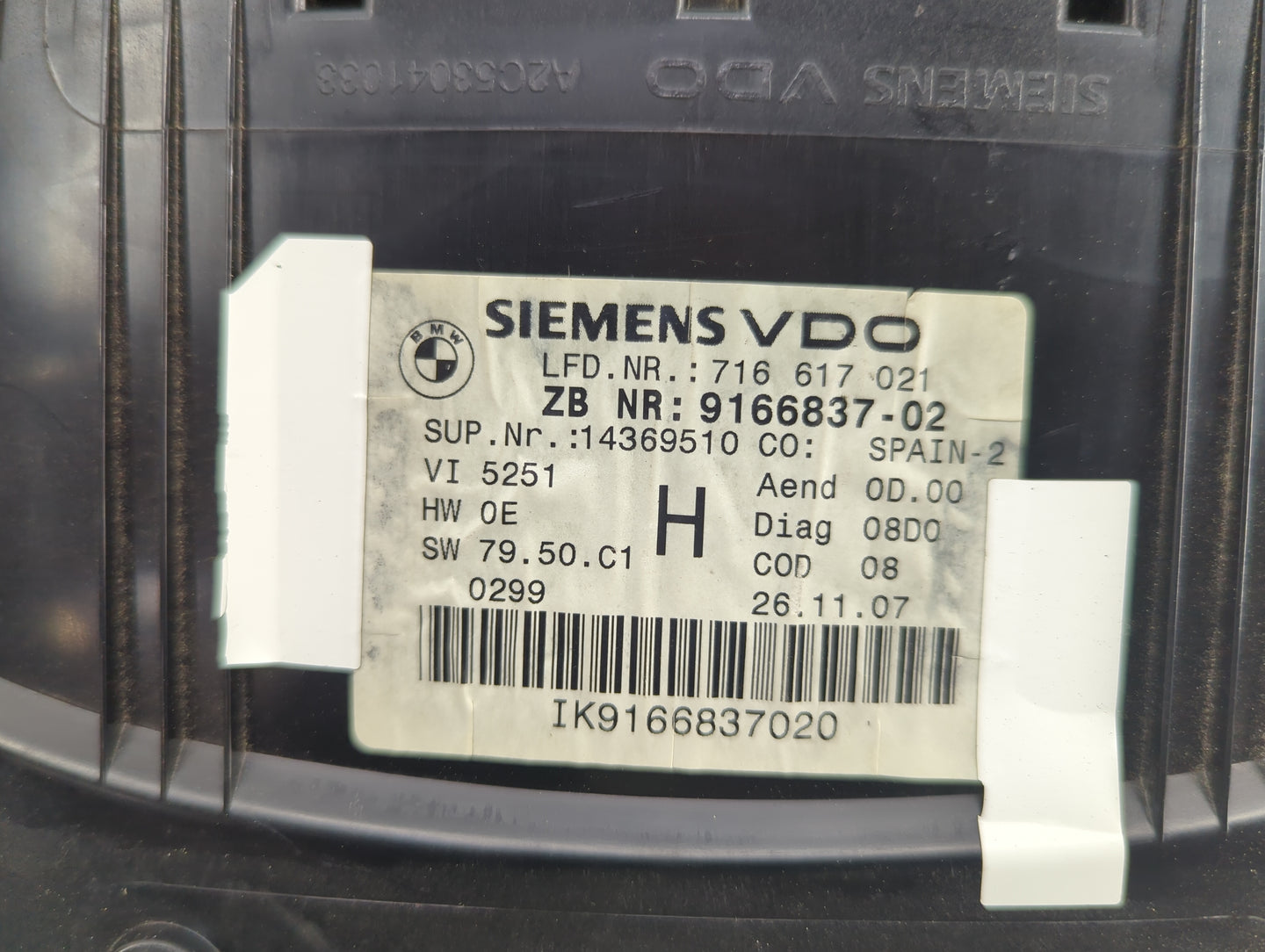 2007-2012 Bmw 328 Instrument Cluster Speedometer Gauges P/N:9166837-02 A2C53280516 Miles:107K Fits OEM Used Auto Parts - Oem