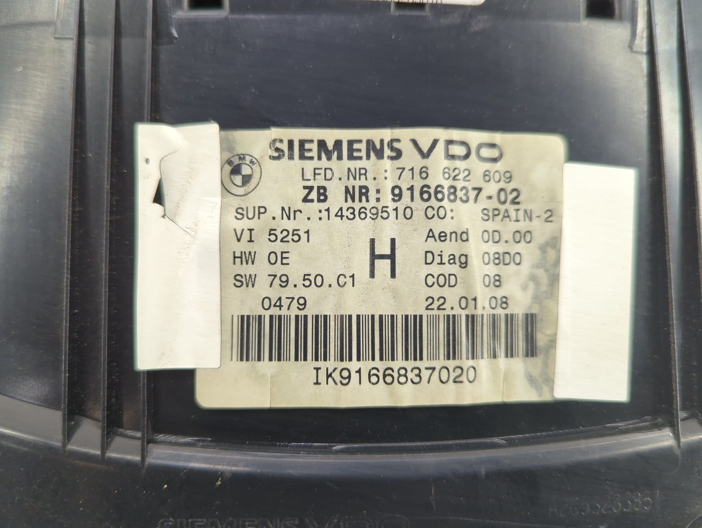 2007-2012 Bmw 328i Instrument Cluster Speedometer Gauges P/N:9166837-02 A2C53286616 Miles:161K Fits OEM Used Auto Parts - Oe