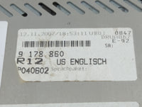 2008-2009 Bmw 328i Radio AM FM Cd Player Receiver Replacement P/N:6512 9178860-02 132640 10, VD10278 1092076 Fits Fits 2008 
